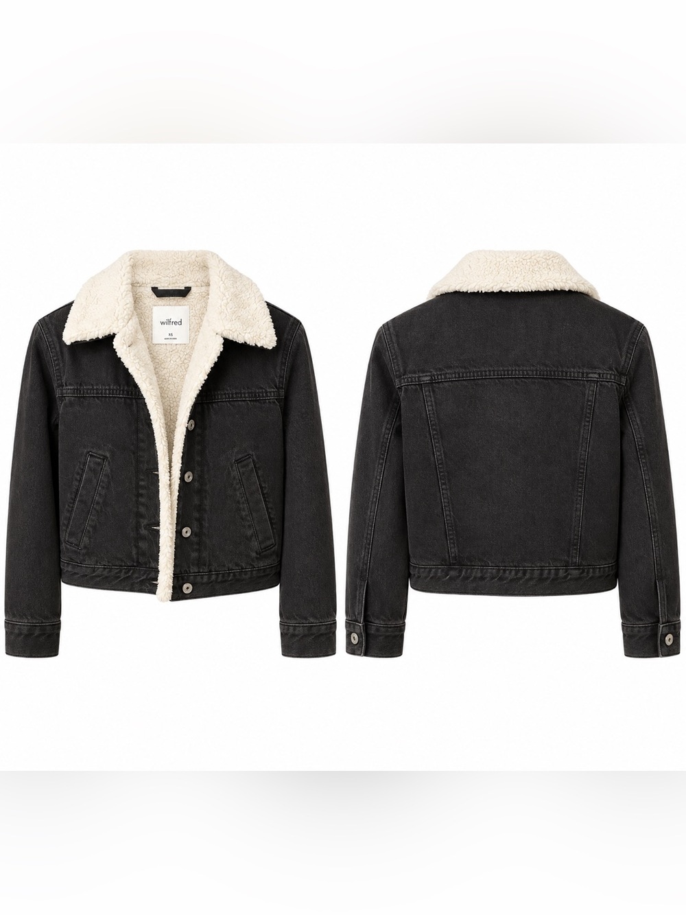 Abercrombie & Fitch Black Denim Sherpa-Trim Jacket for Kids